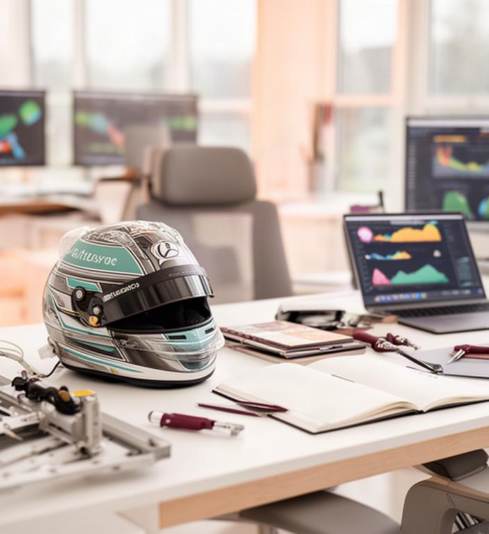 Lichte werkplek van een Formule 1-expertteam met racegegevens en helm in Deventer