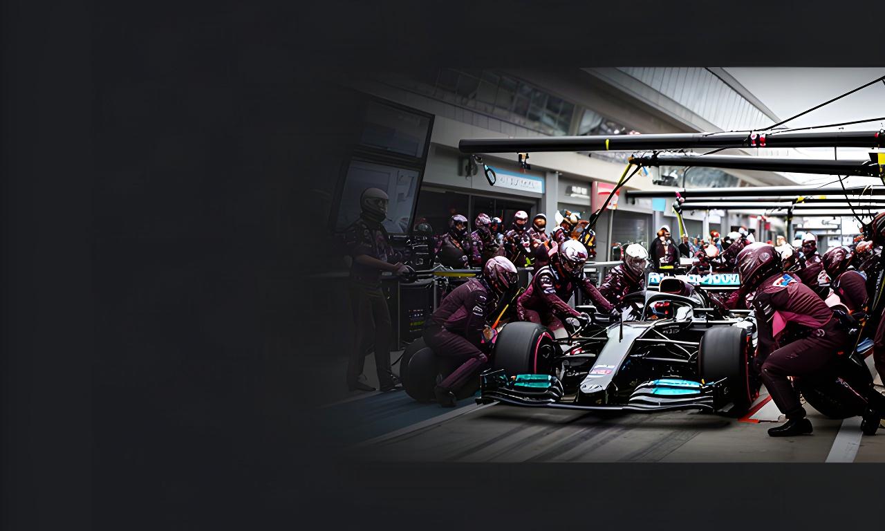 Formule 1-team tijdens een geconcentreerde pitstop en strategische briefing in de pitstraat